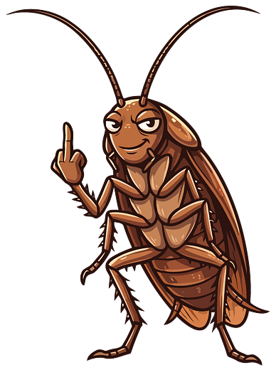 Cartoon cockroach with attitude
