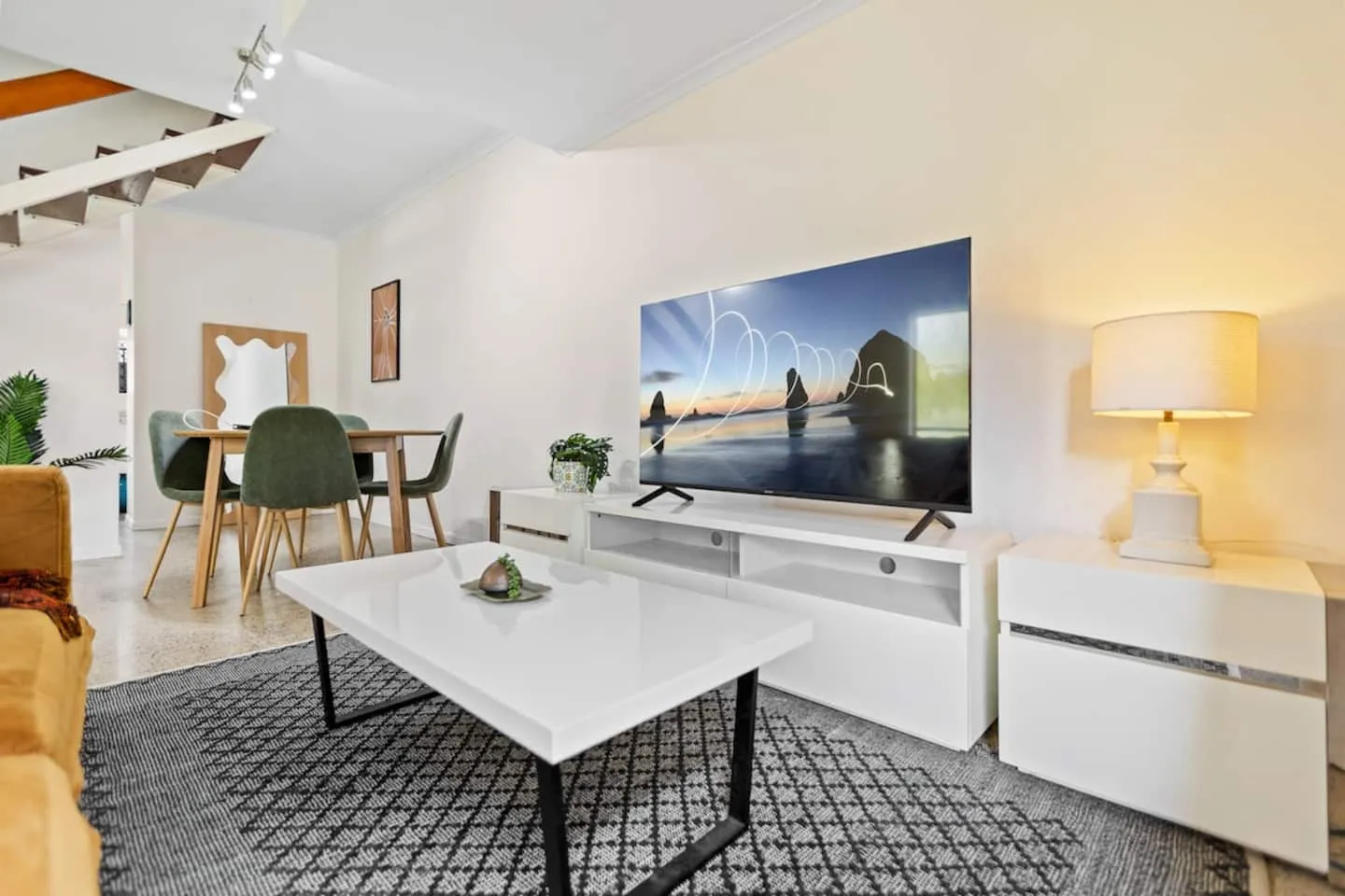 Open-plan living and dining area