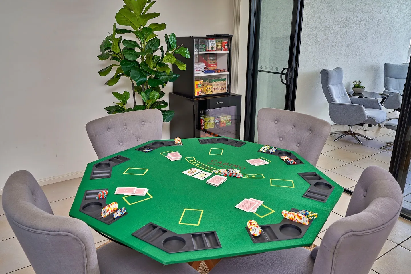 Games table in the living area